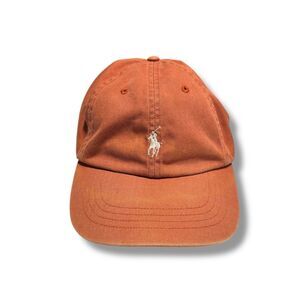 Polo Ralph Lauren Men's Leather Strap Back Burnt Orange Hat *Faded Size One Size
